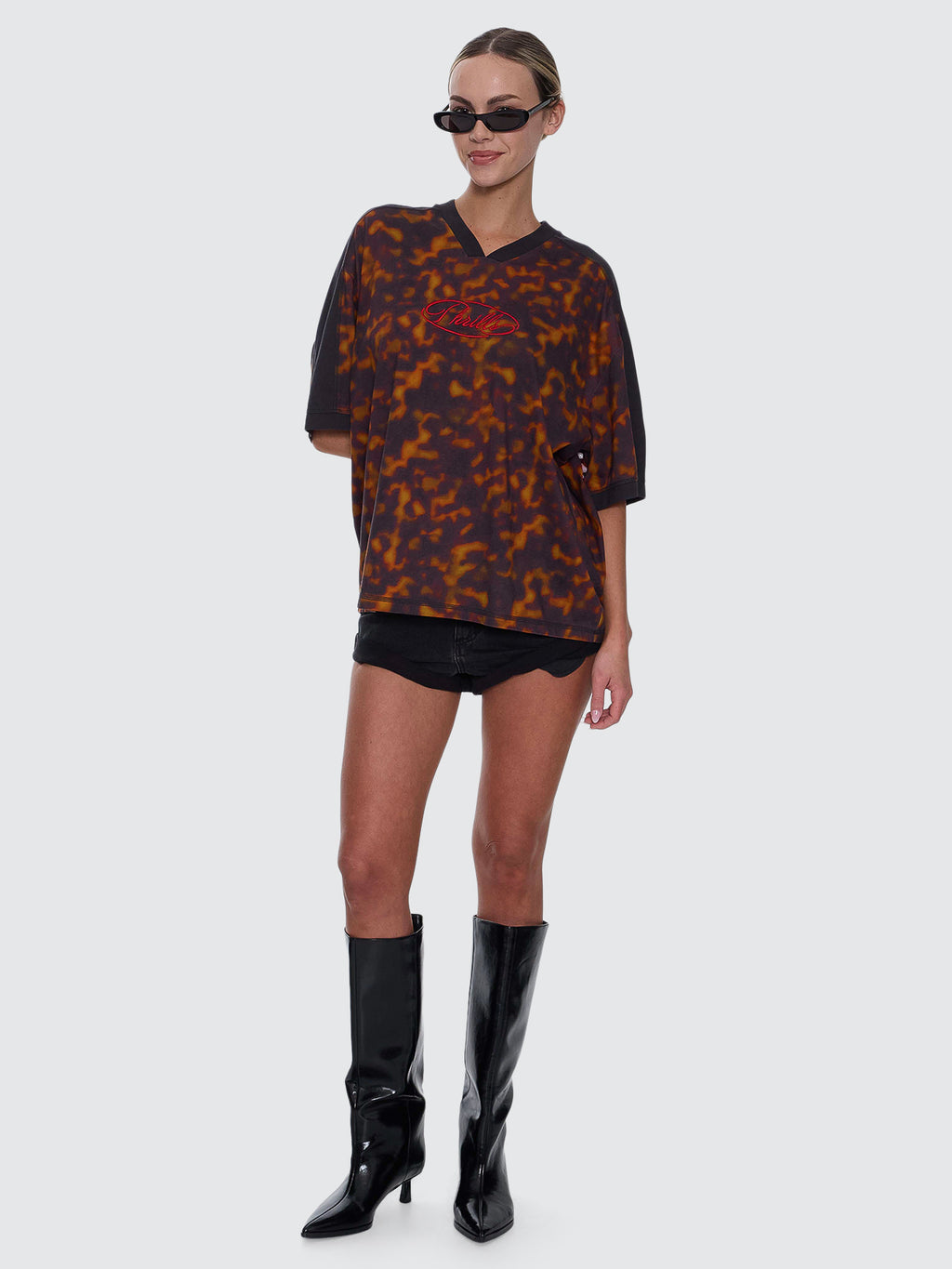 Thrills Co Smokeform V-Neck Oversized Tee - Burnished Gold in Burnished Gold