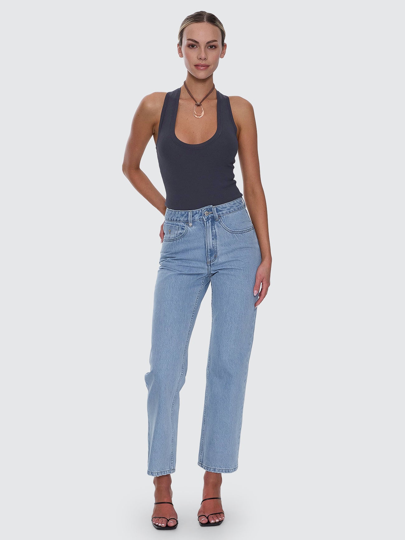 Thrills Co Stevie High Rise Straight Jean - Ageless Blue in Ageless Blue