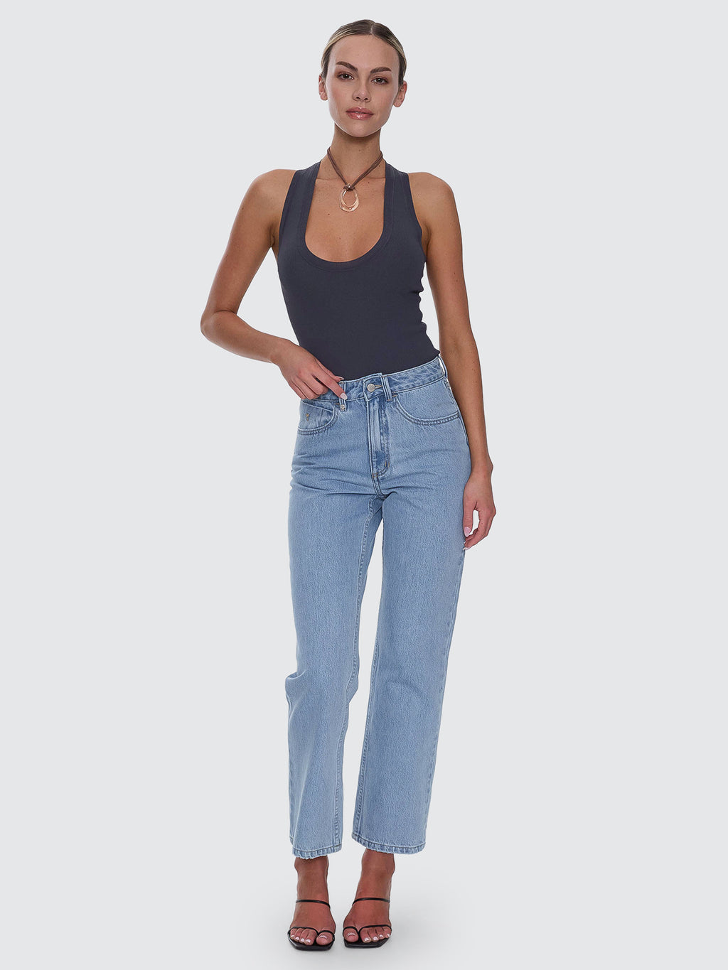 Thrills Co Stevie High Rise Straight Jean - Ageless Blue in Ageless Blue