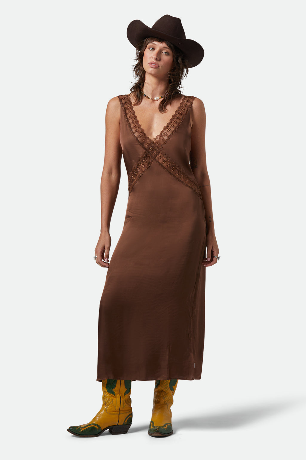 Brixton The Ridge Slip Dress in PINECONE BROWN