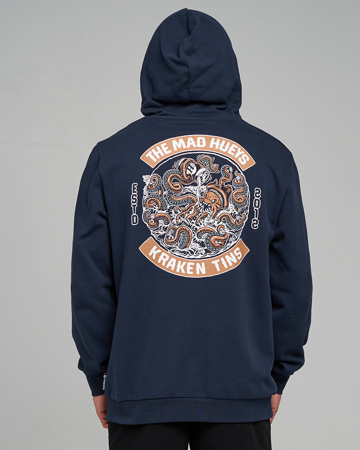 The Mad Hueys Tins Kraken | Hooded Pullover - Navy in NAVY