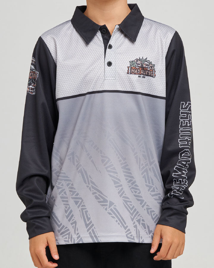 The Mad Hueys Troppo Captain | Youth Upf 50+ Fishing Jersey in SMOKE