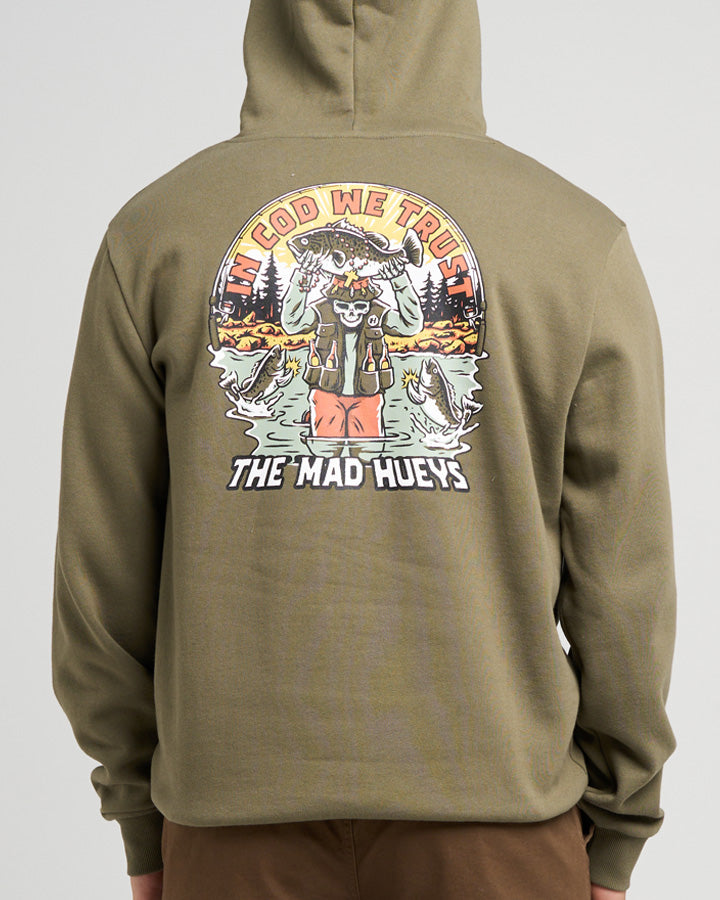 The Mad Hueys Trust Cod | Hooded Pullover in OLIVE