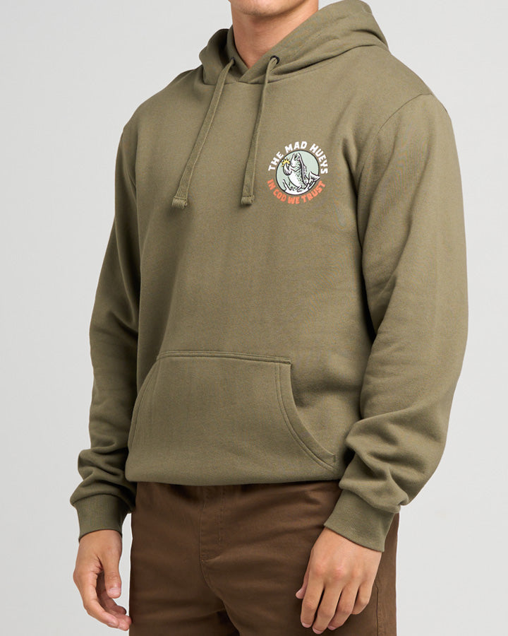 The Mad Hueys Trust Cod | Hooded Pullover in OLIVE