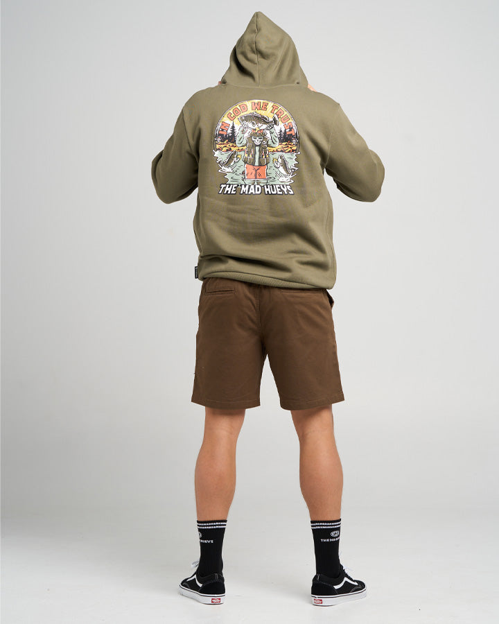 The Mad Hueys Trust Cod | Hooded Pullover in OLIVE