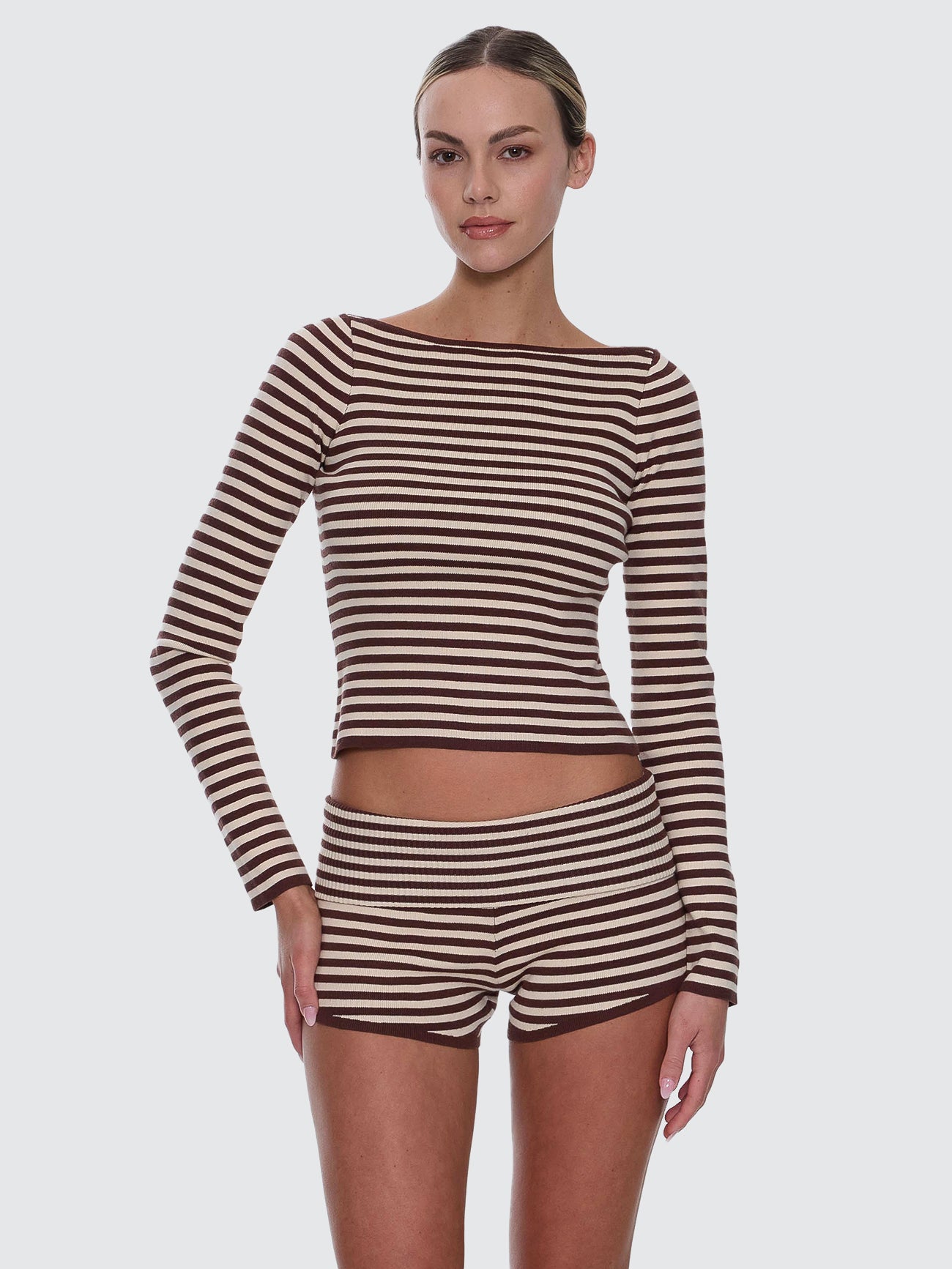 Thrills Co Walker Knit Long Sleeve Top - Butter Cream Stripe in Butter Cream Stripe