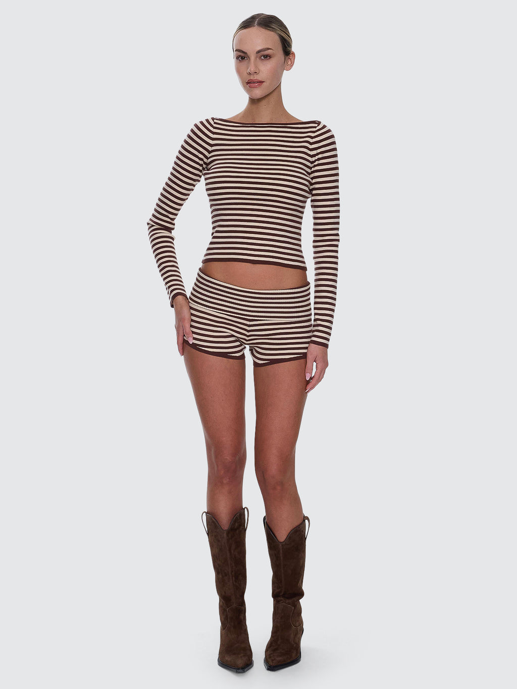 Thrills Co Walker Knit Long Sleeve Top - Butter Cream Stripe in Butter Cream Stripe