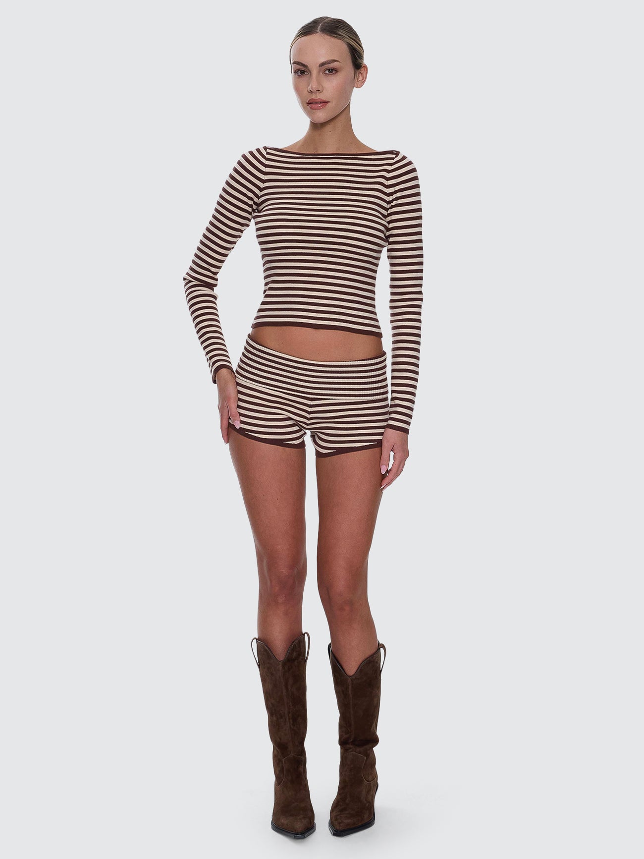 Thrills Co Walker Knit Long Sleeve Top - Butter Cream Stripe in Butter Cream Stripe