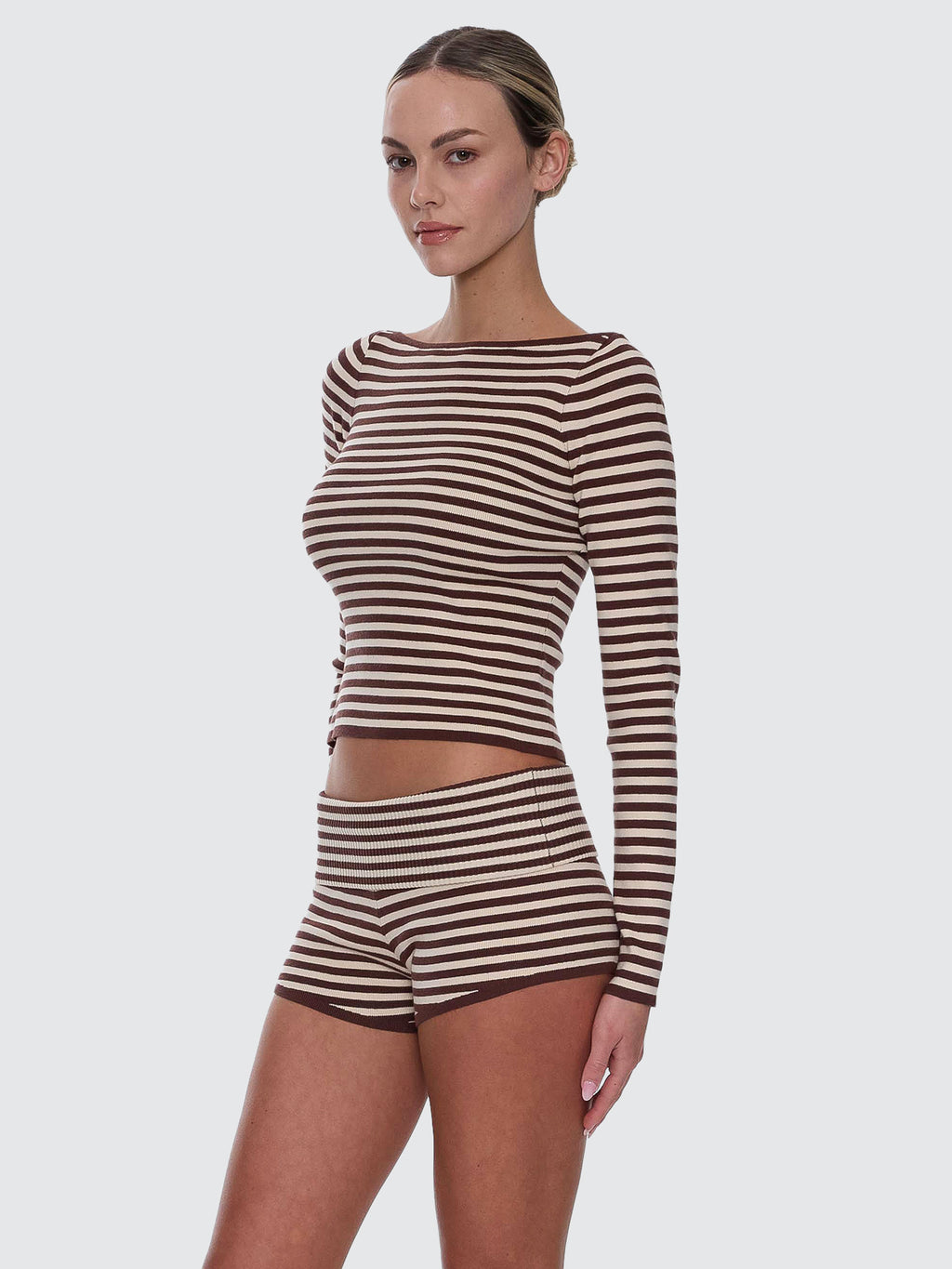 Thrills Co Walker Knit Long Sleeve Top - Butter Cream Stripe in Butter Cream Stripe
