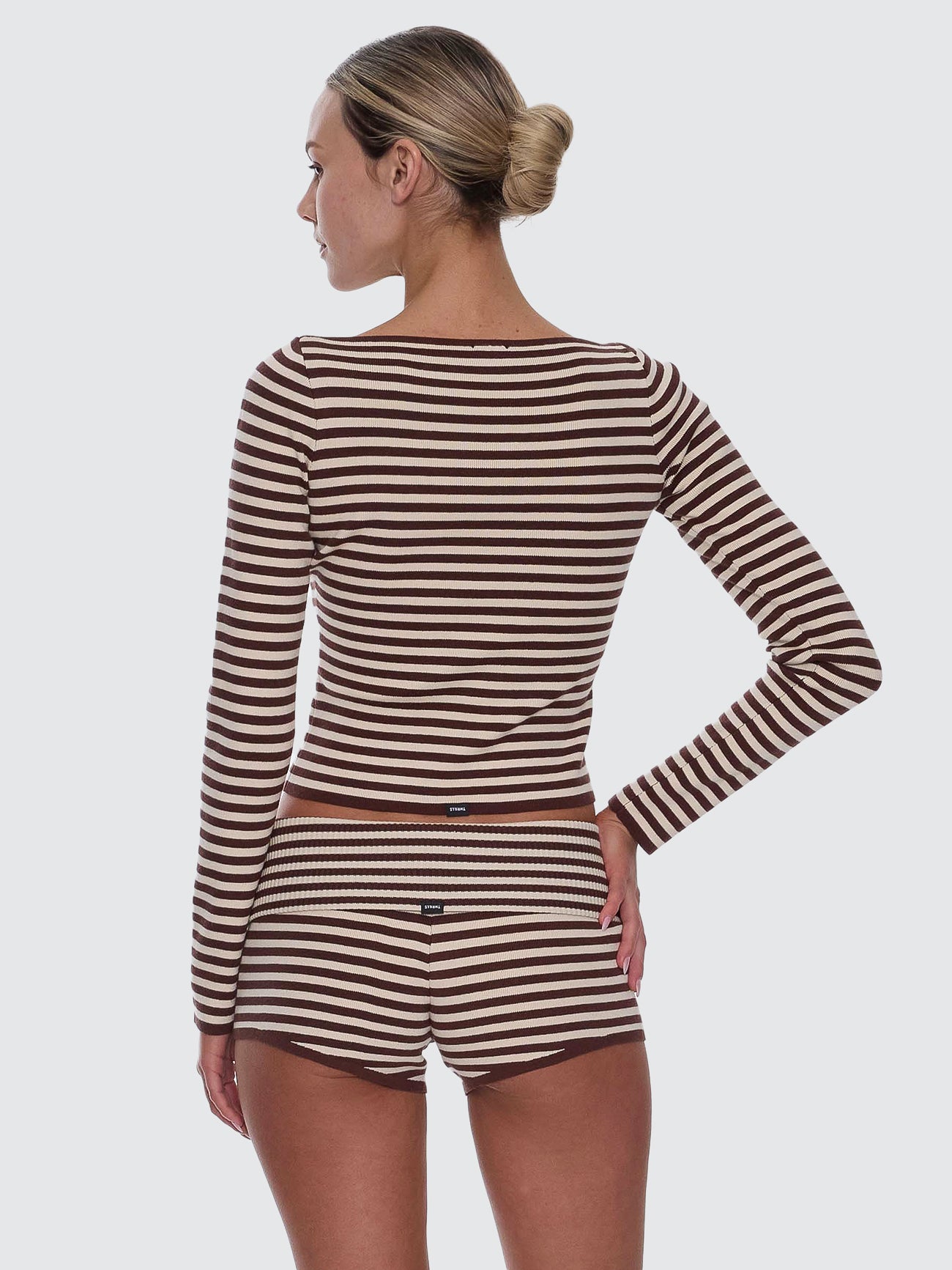 Thrills Co Walker Knit Long Sleeve Top - Butter Cream Stripe in Butter Cream Stripe