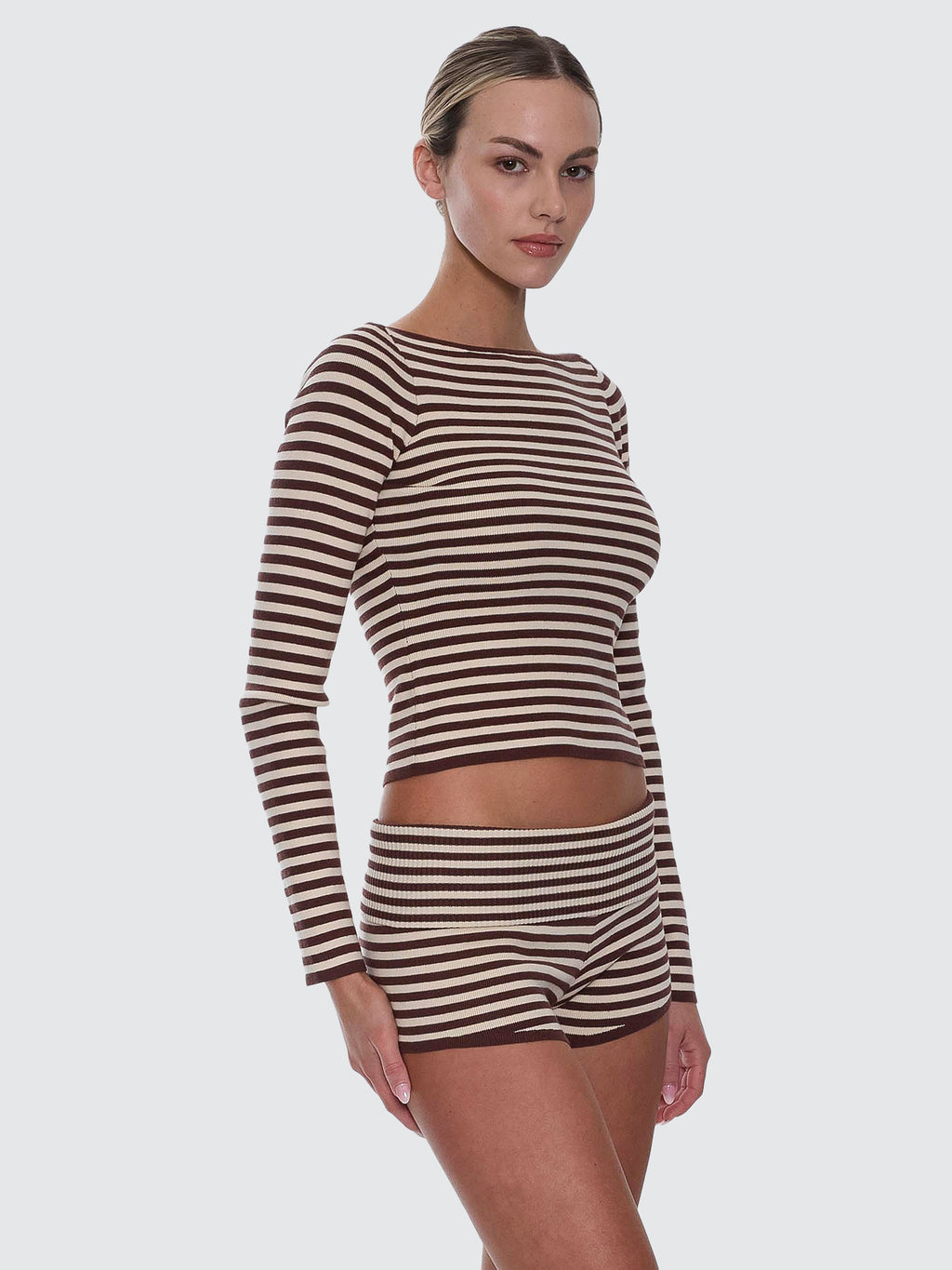 Thrills Co Walker Knit Long Sleeve Top - Butter Cream Stripe in Butter Cream Stripe