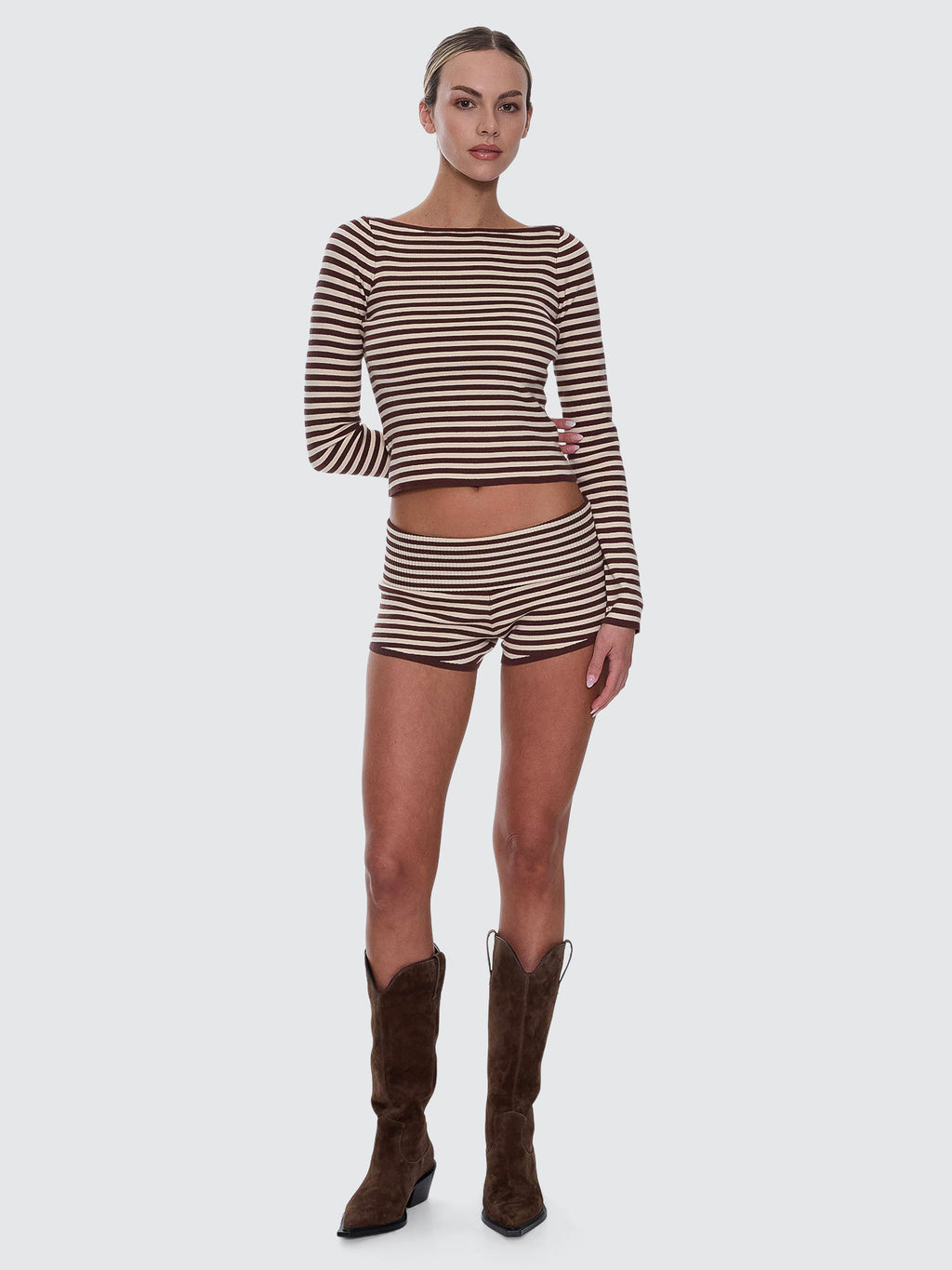Thrills Co Walker Knit Long Sleeve Top - Butter Cream Stripe in Butter Cream Stripe