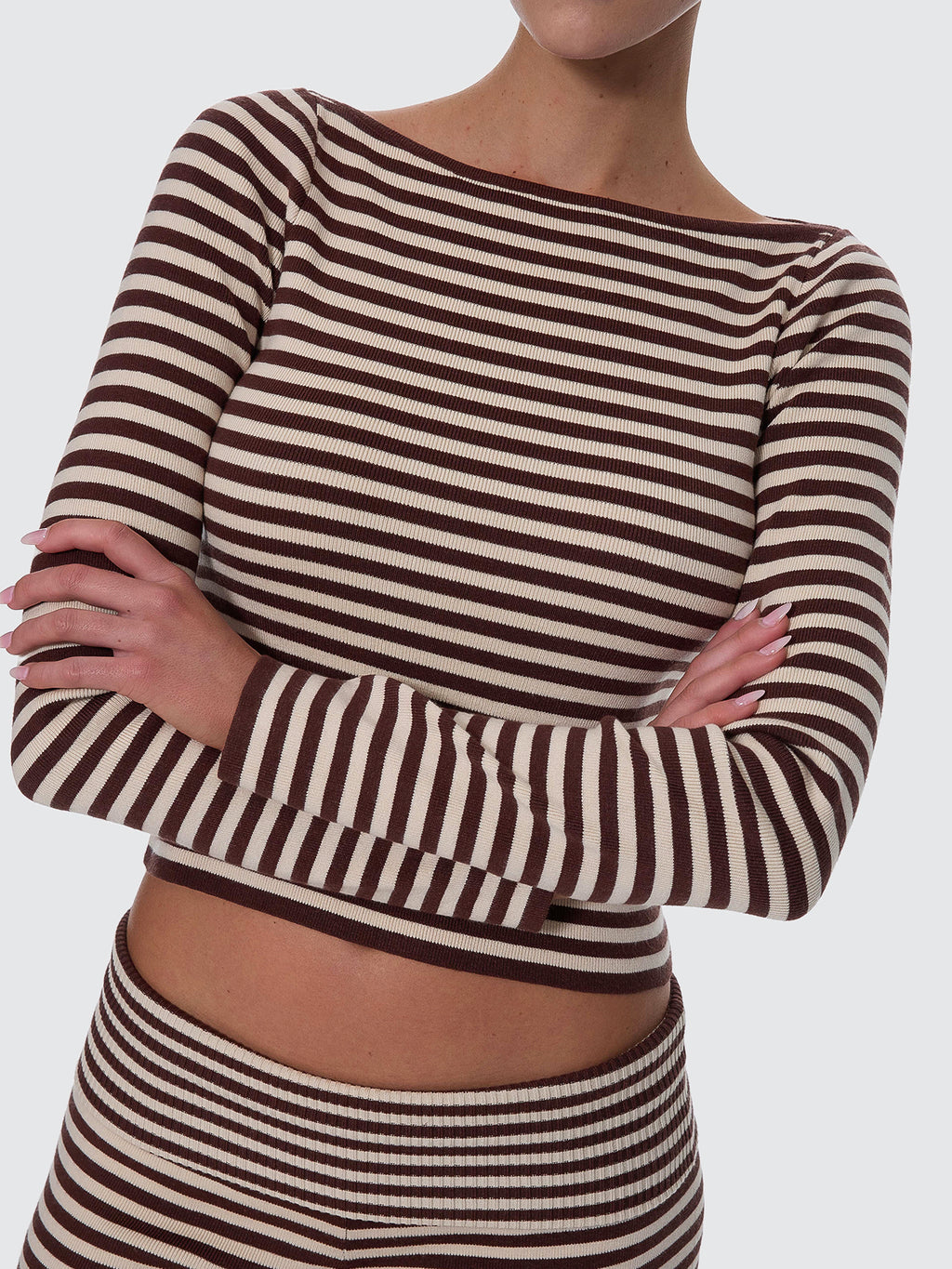 Thrills Co Walker Knit Long Sleeve Top - Butter Cream Stripe in Butter Cream Stripe