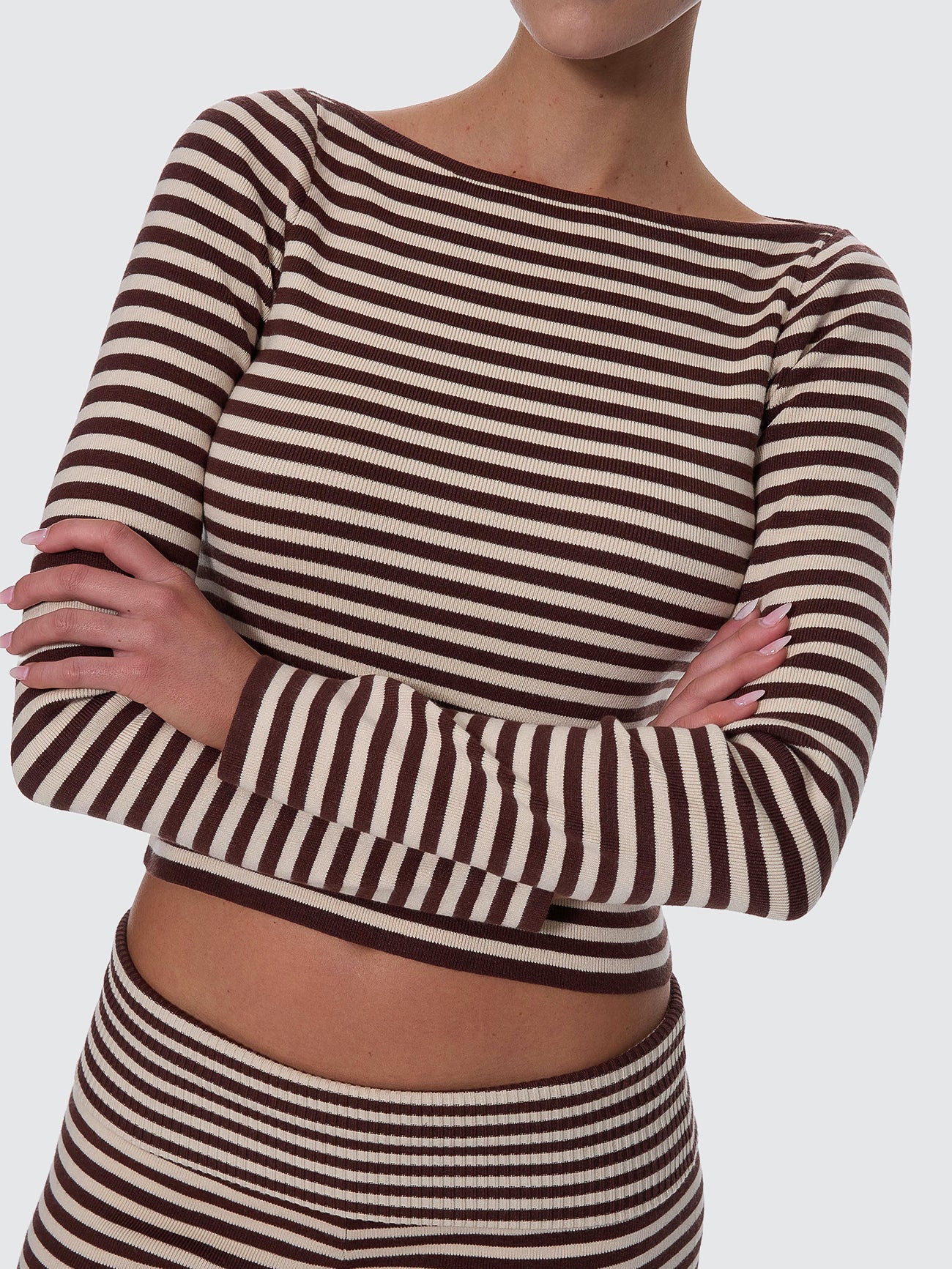 Thrills Co Walker Knit Long Sleeve Top - Butter Cream Stripe in Butter Cream Stripe